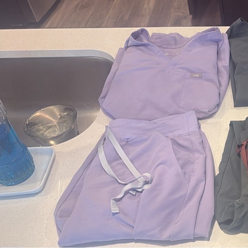 Figs Scrub Set in Lavender, Slate, and Teal Blue